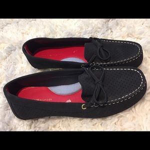 Tommy Hilfiger Black Perforated Slip-On Driving Loafers